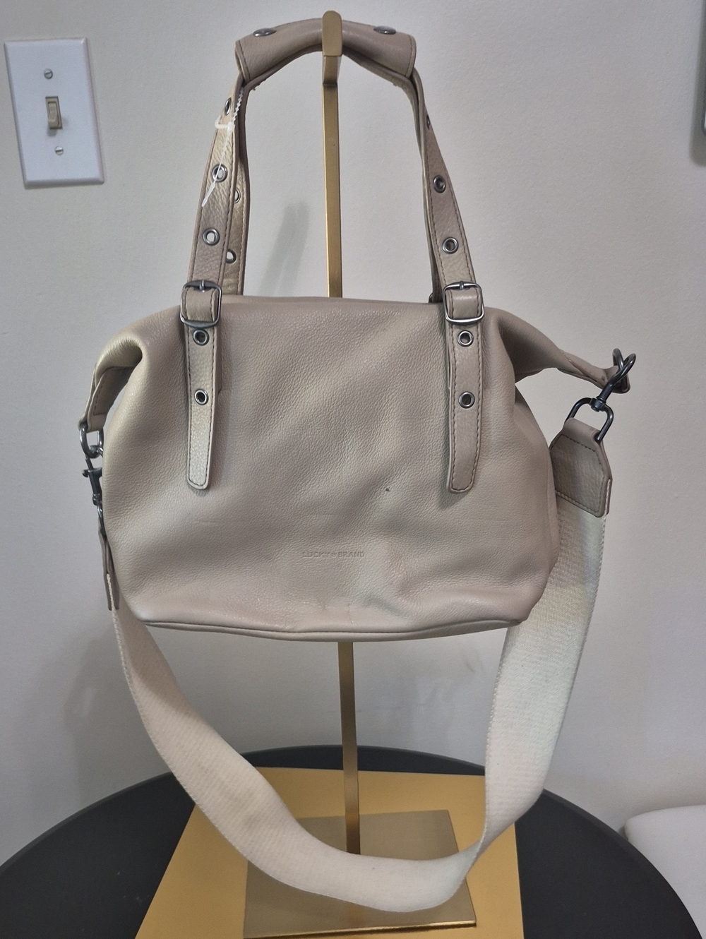 Lucky Brand Neutral Beige Leather Shoulder Bag